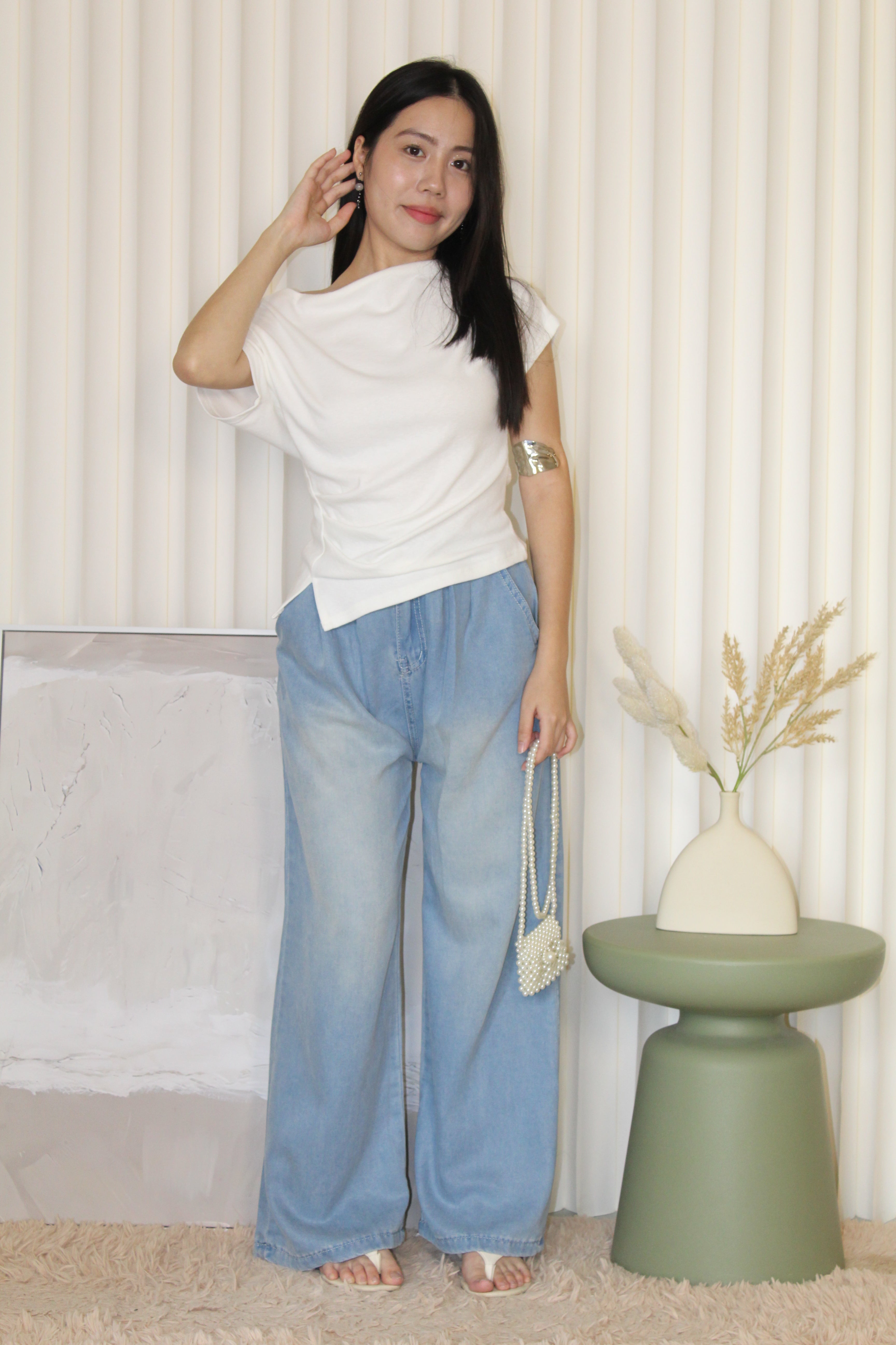 Yelena Soft Denim Pants (Light Blue)