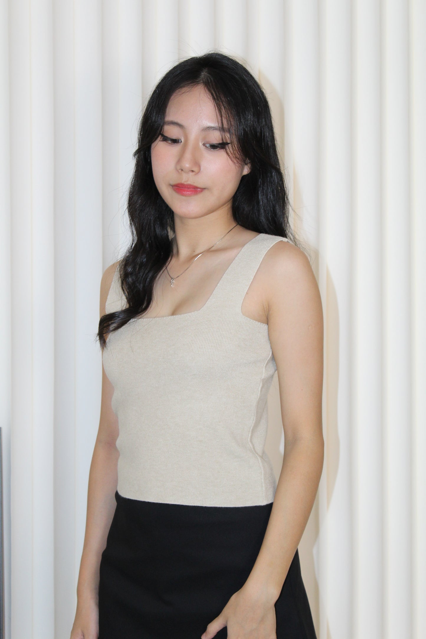 Angie Square Neck Knit Top (Blue)