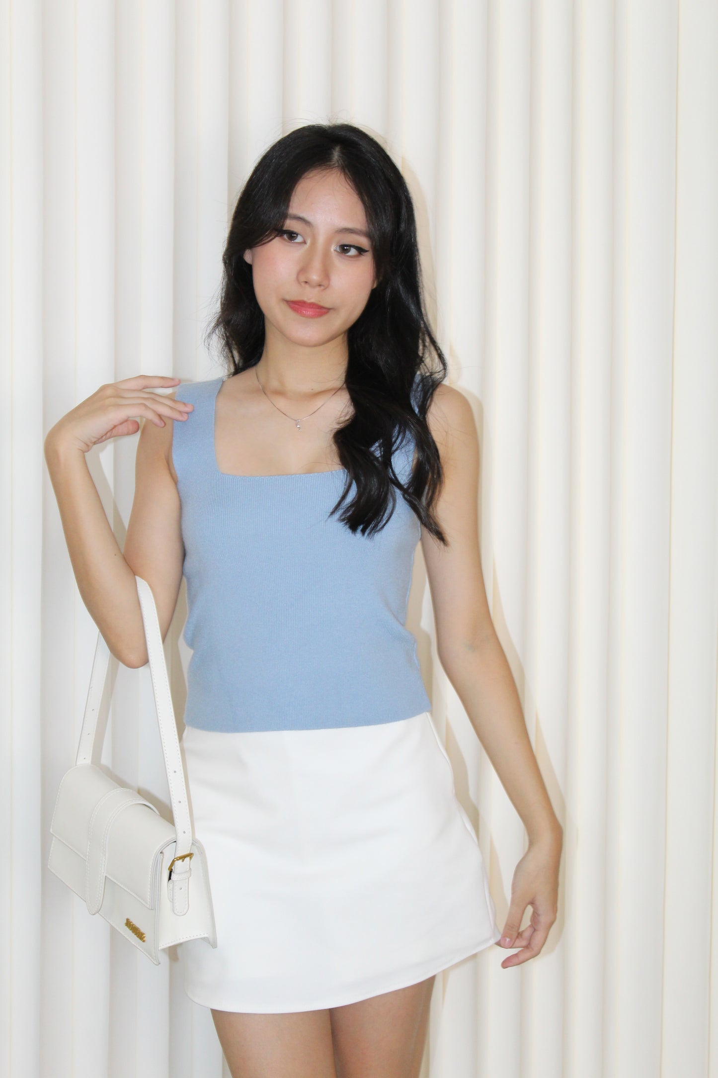Angie Square Neck Knit Top (Blue)