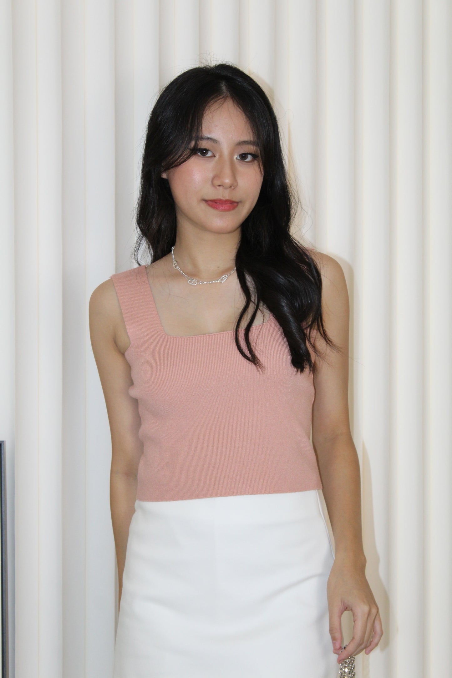 Angie Square Neck Knit Top (Blue)