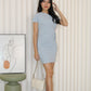 Molly Asymmetric Mini Dress (Khaki)