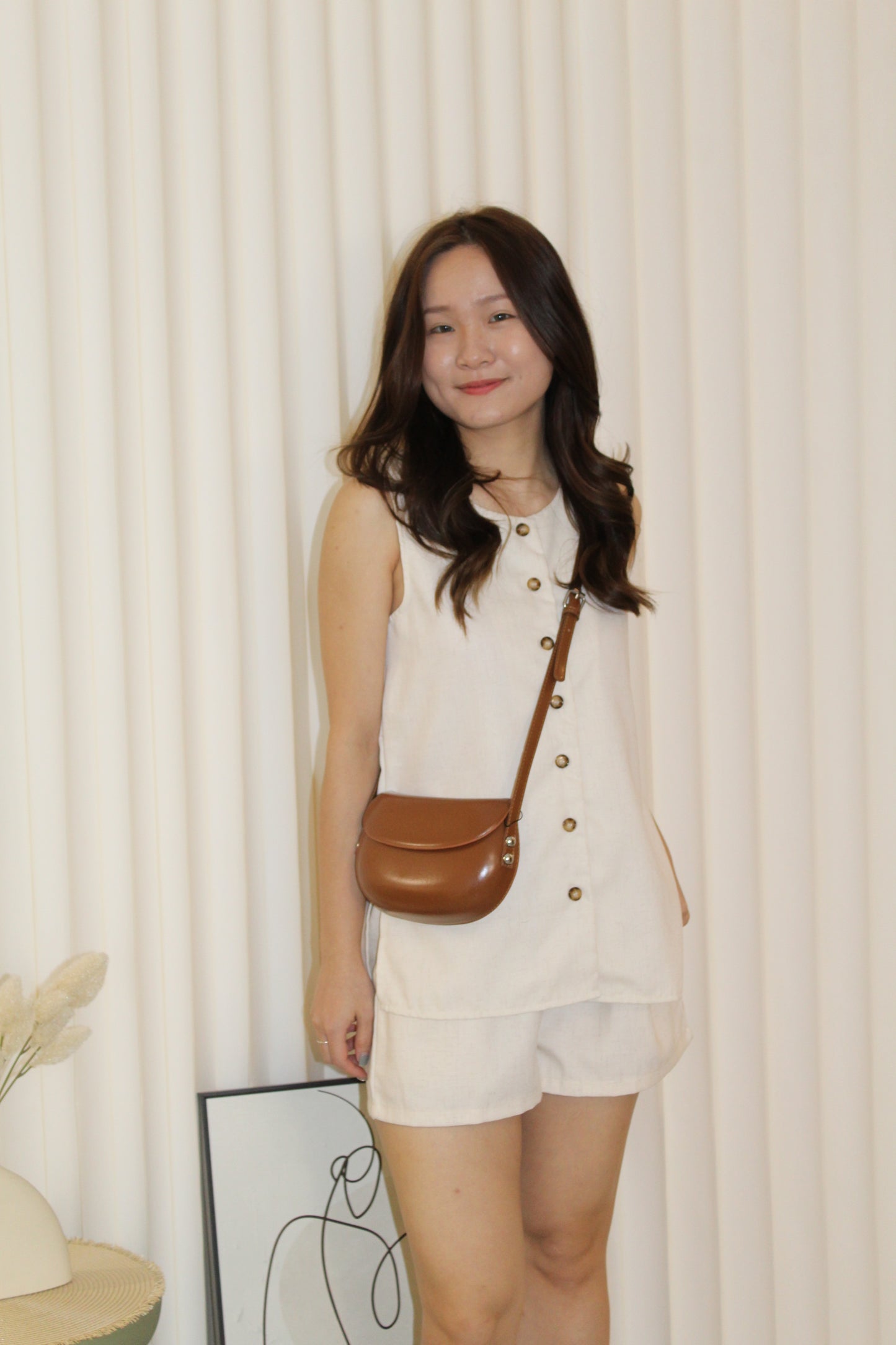 Celine Two Piece Shorts Set (Cream)