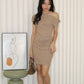 Molly Asymmetric Mini Dress (Khaki)