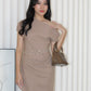 Molly Asymmetric Mini Dress (Khaki)