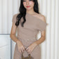 Molly Asymmetric Mini Dress (Khaki)