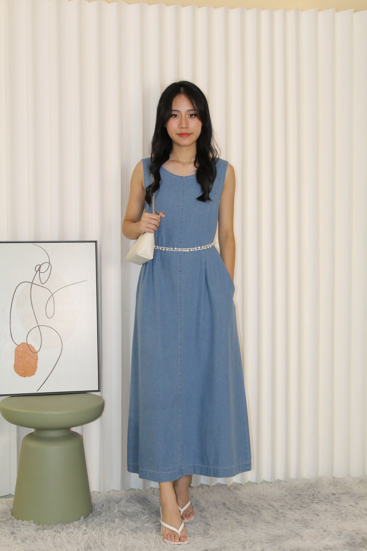 Daisy Straight Maxi Dress (Blue)