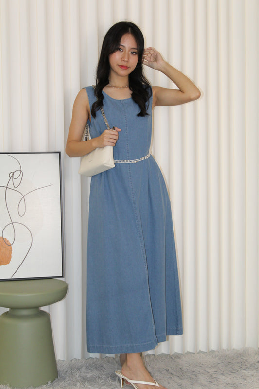 Daisy Straight Maxi Dress (Blue)