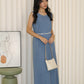 Daisy Straight Maxi Dress (Blue)