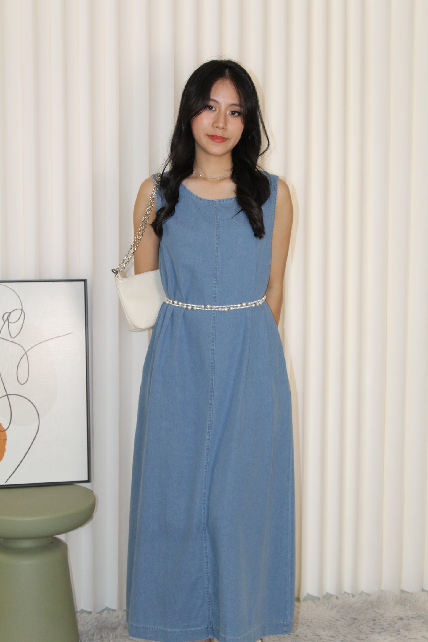 Daisy Straight Maxi Dress (Blue)