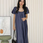 Delaney Puffy Straight Midi Dress (Blue)
