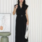 Nadia Collared Midaxi Dress (Black)
