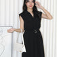 Nadia Collared Midaxi Dress (Black)