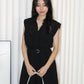 Nadia Collared Midaxi Dress (Black)