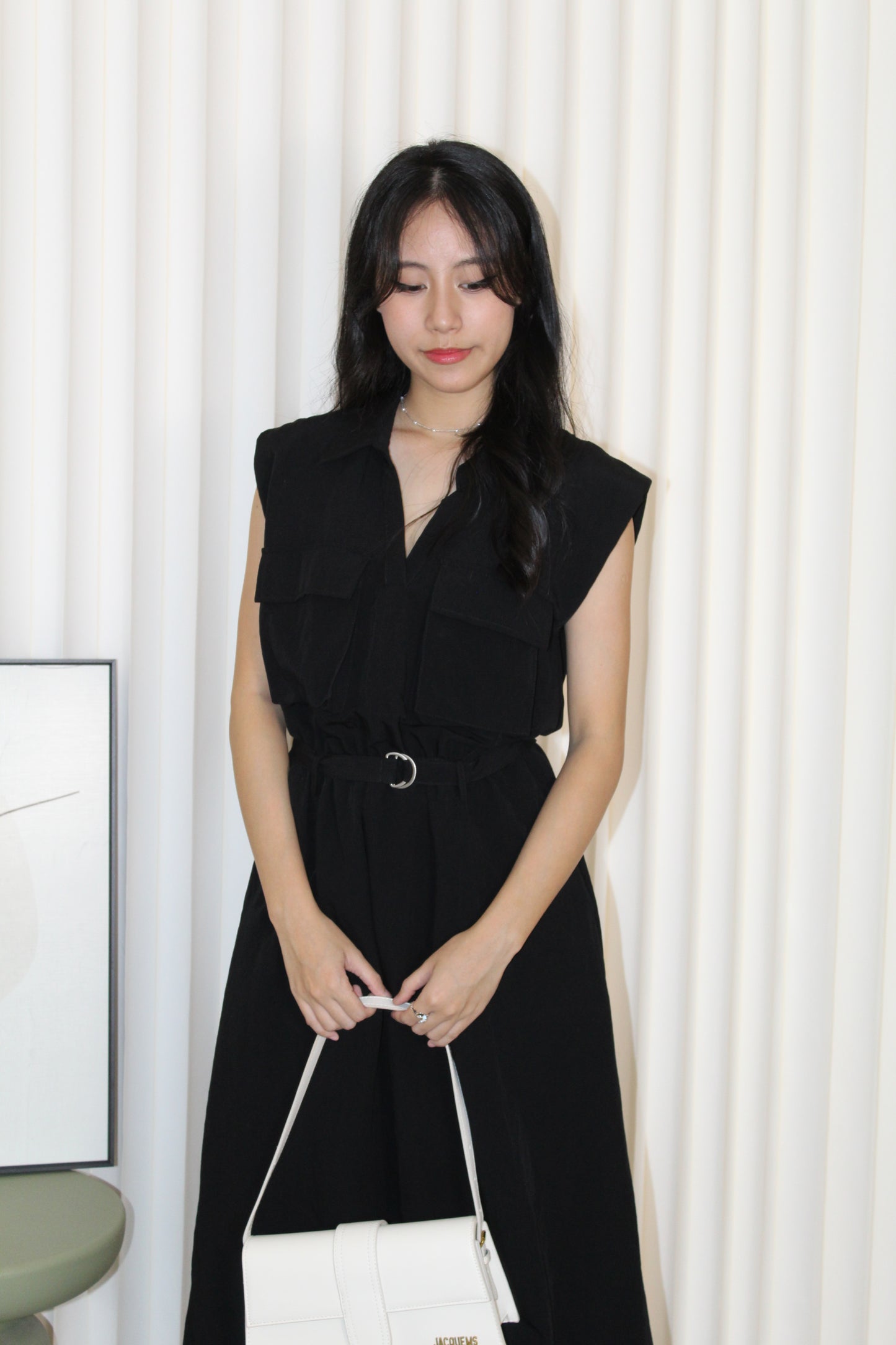 Nadia Collared Midaxi Dress (Black)