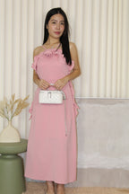 Ella Halter Ruffle Midaxi Dress (Pink)