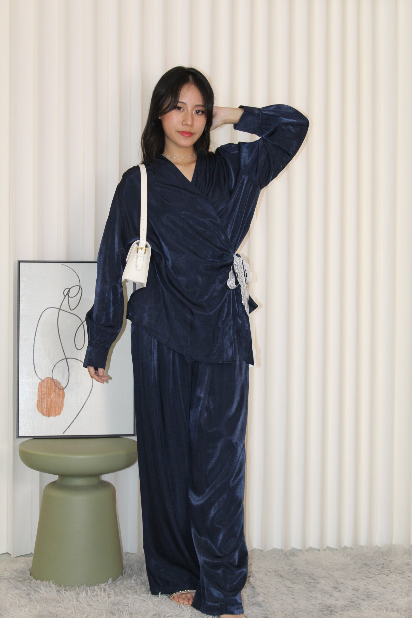 Ainsley Two Piece Pants Set (Blue)