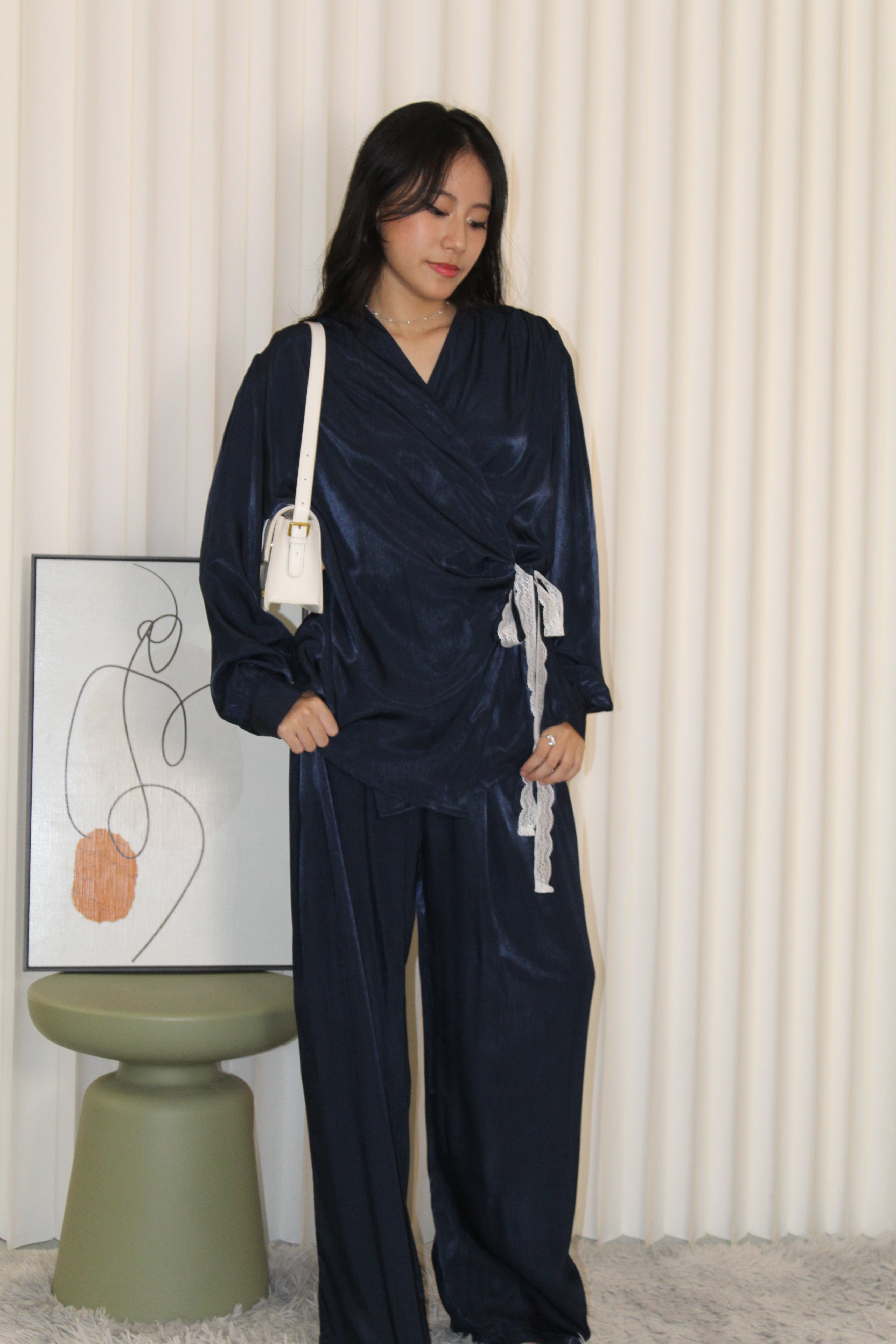 Ainsley Two Piece Pants Set (Blue)