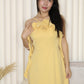 Ella Halter Ruffle Midaxi Dress (Yellow)