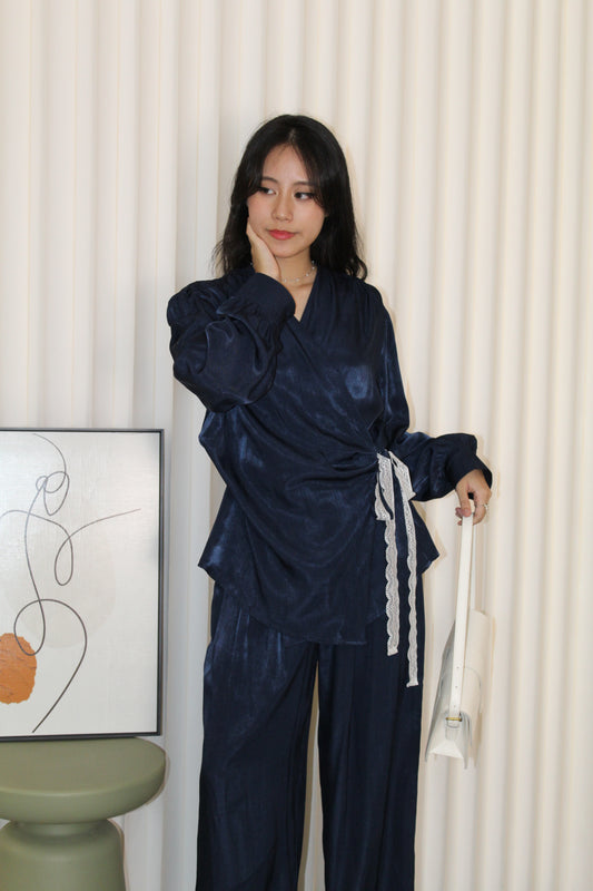 Ainsley Two Piece Pants Set (Blue)