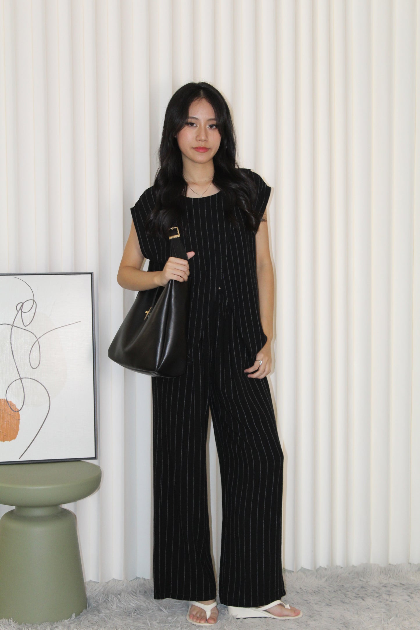 Azura Stripes Two Piece Set (Black)