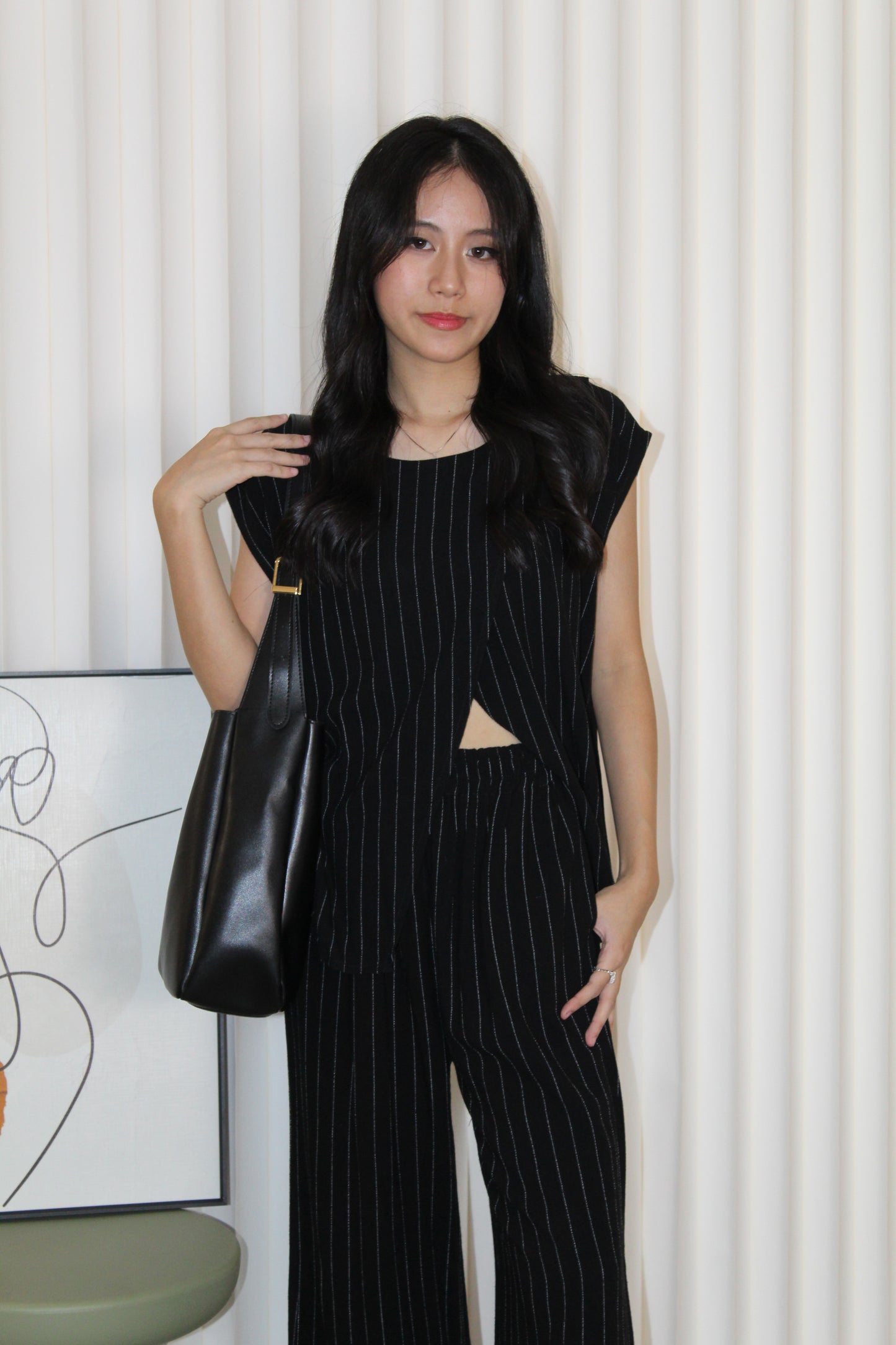 Azura Stripes Two Piece Set (Black)