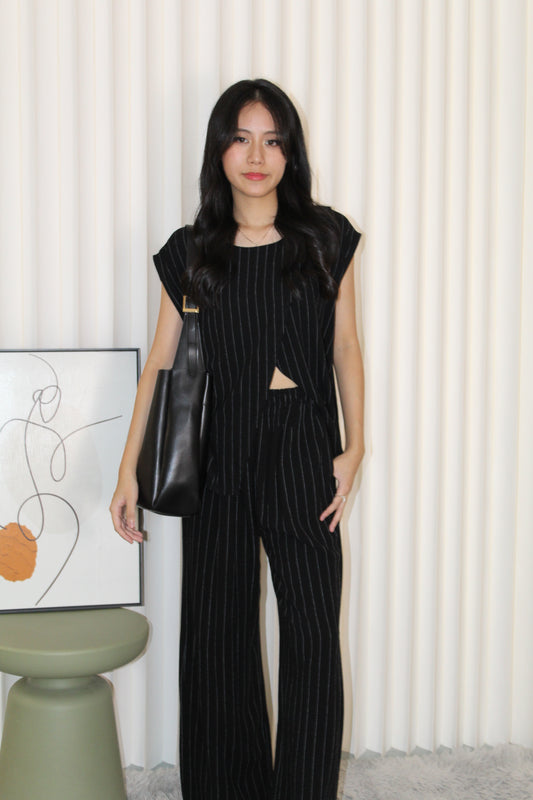 Azura Stripes Two Piece Set (Black)