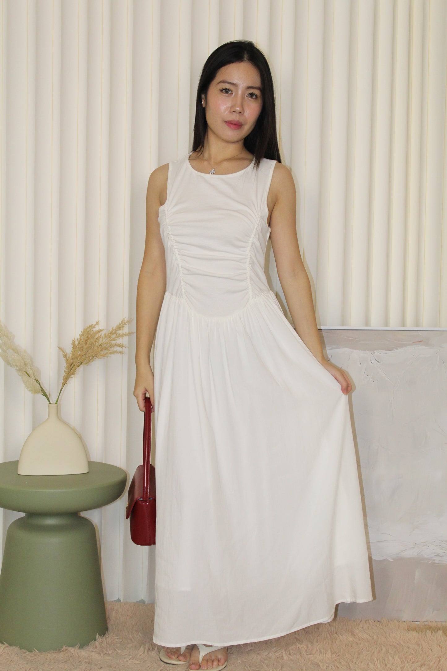 Darlene Flare Midaxi Dress (White)
