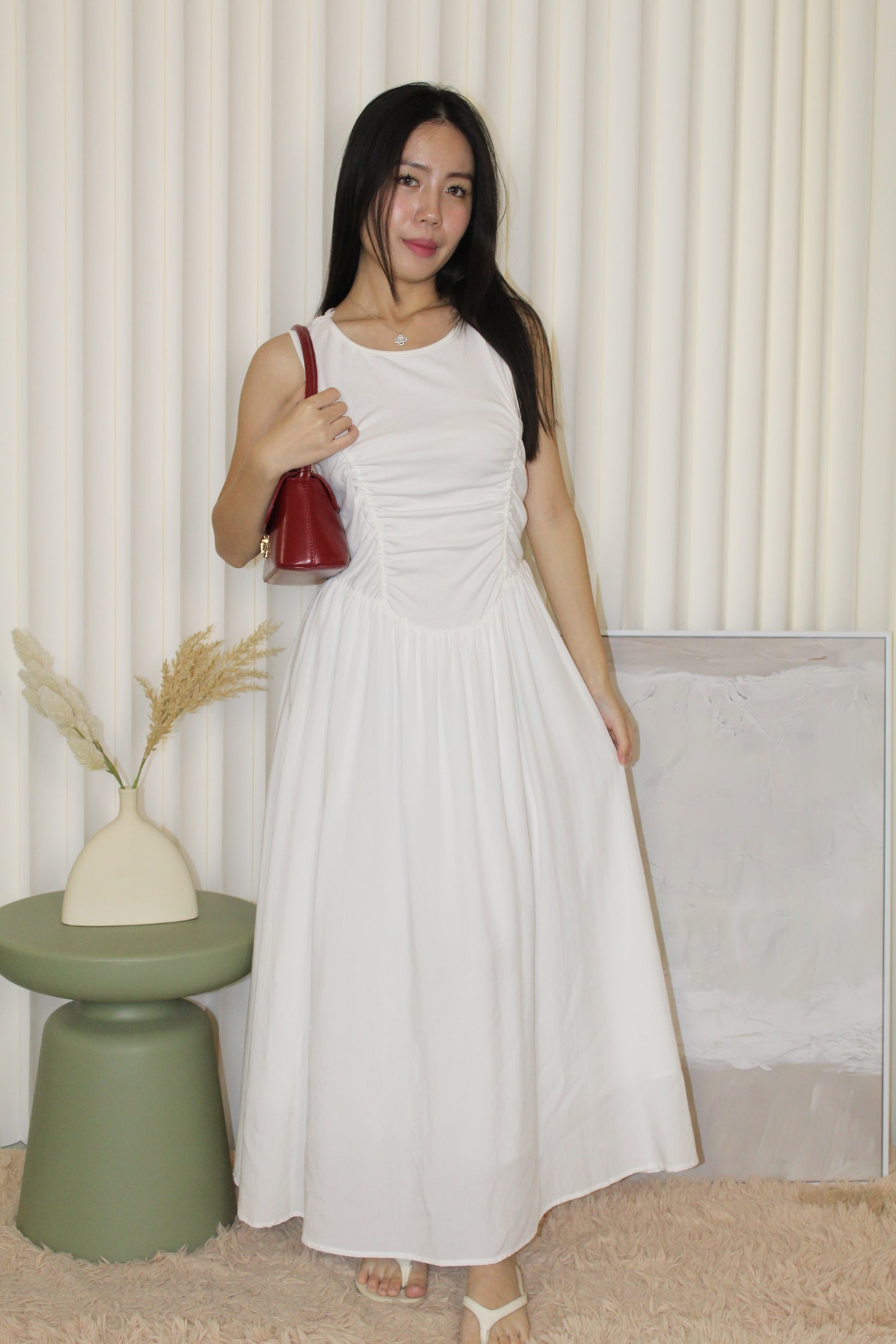 Darlene Flare Midaxi Dress (White)
