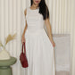 Darlene Flare Midaxi Dress (White)