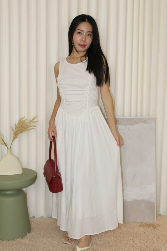 Darlene Flare Midaxi Dress (White)