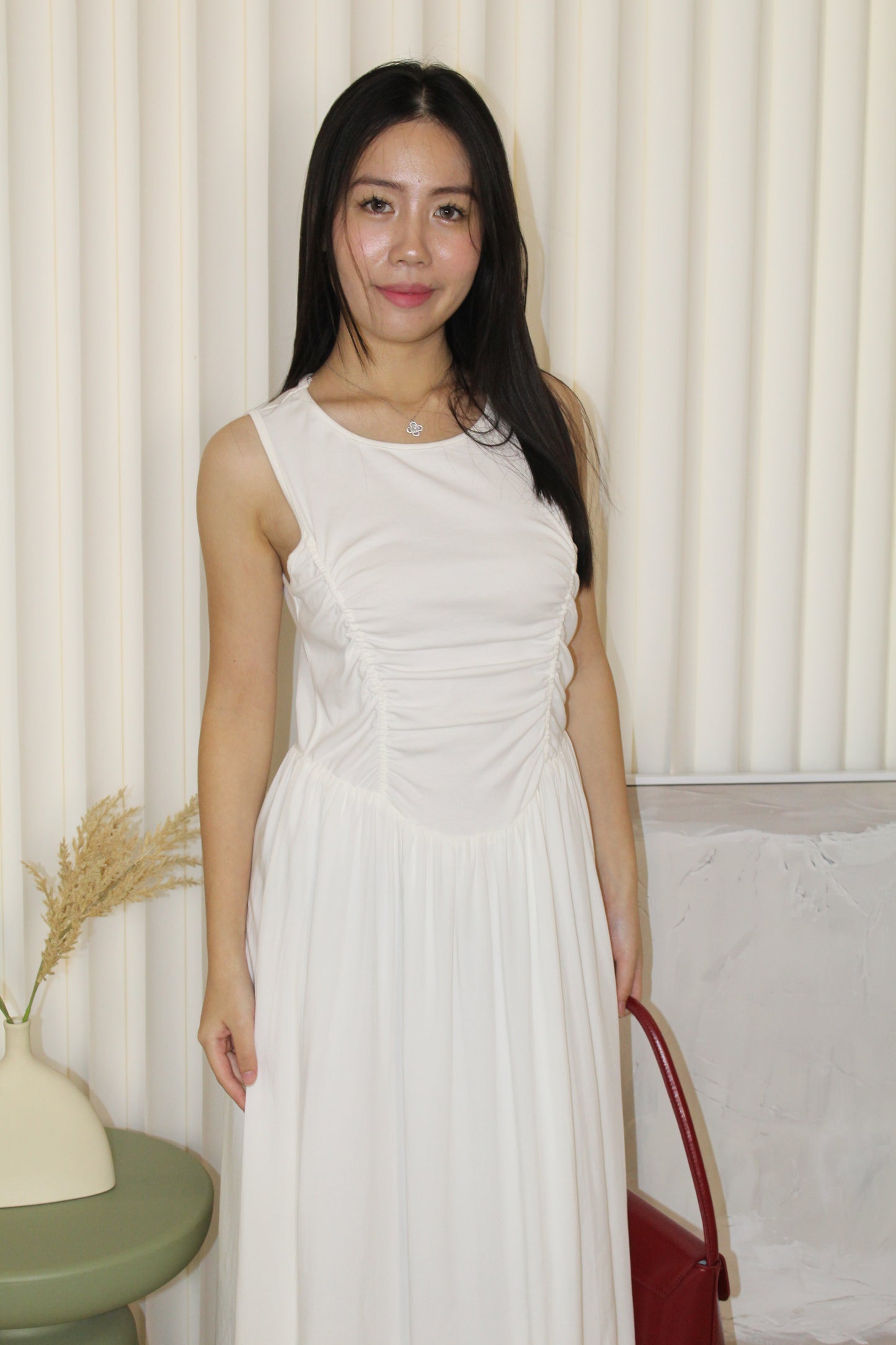 Darlene Flare Midaxi Dress (White)