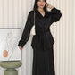 Calluna Satin Two Piece Skirt Set (Black)