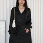 Calluna Satin Two Piece Skirt Set (Black)