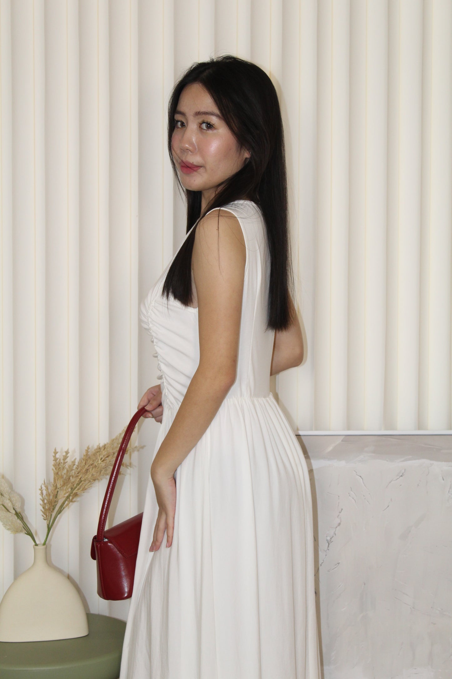 Darlene Flare Midaxi Dress (White)