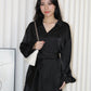 Calluna Satin Two Piece Skirt Set (Black)