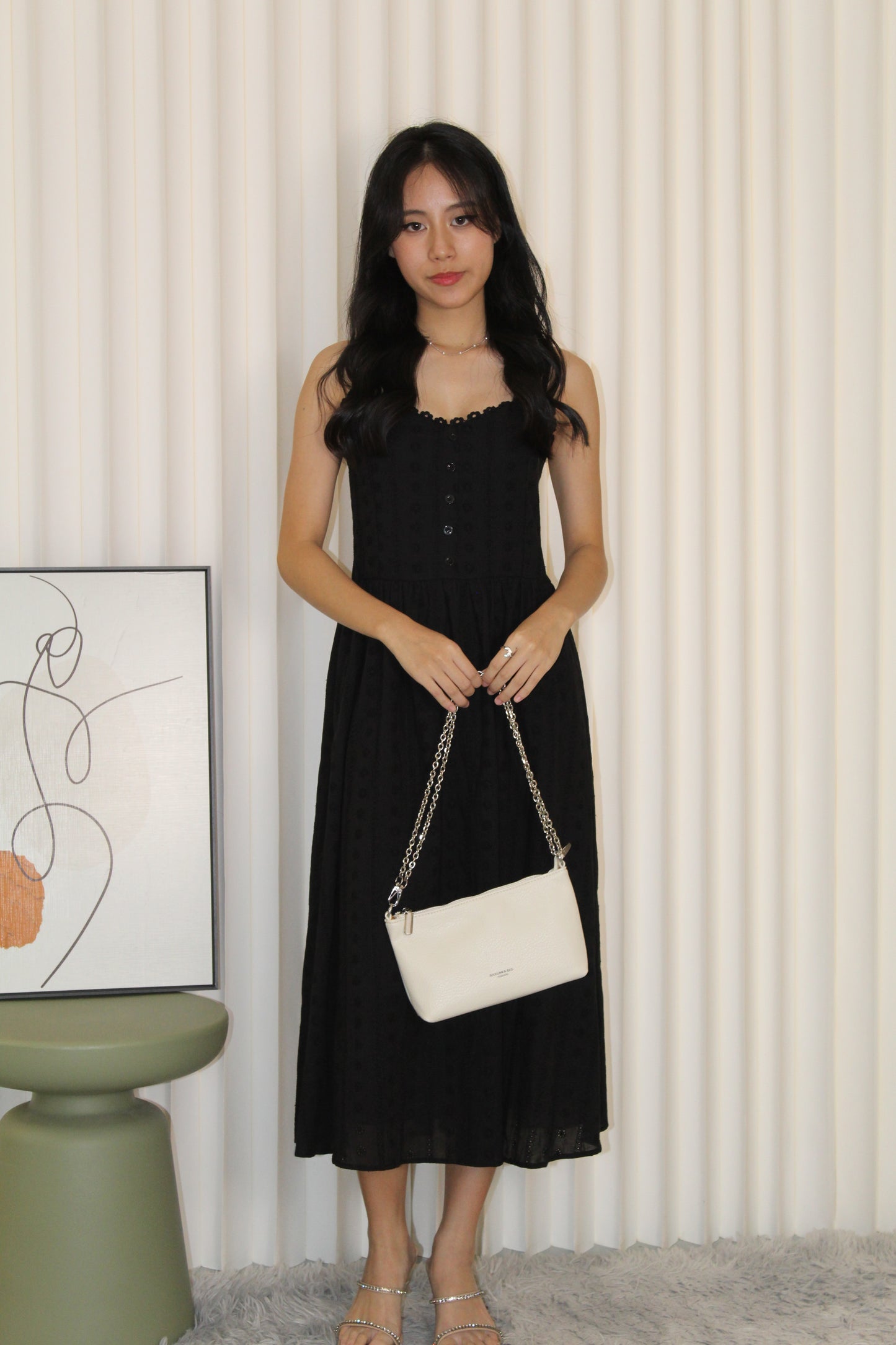 Hazel Eyelet Midaxi Dress (Cream)