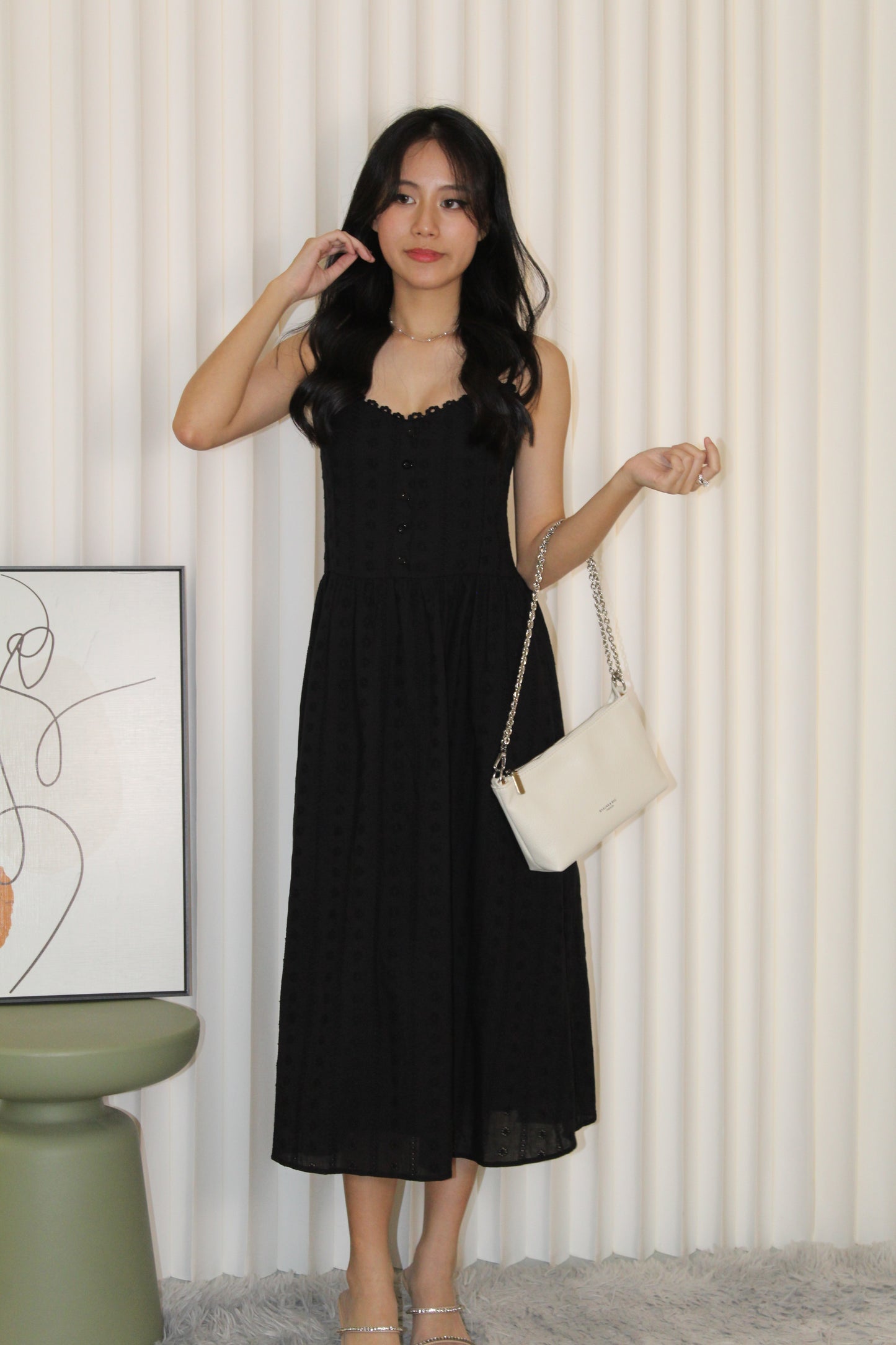 Hazel Eyelet Midaxi Dress (Cream)