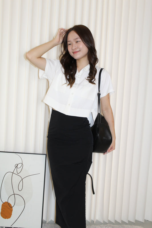 Ysabel Button Up Crop Top (White)