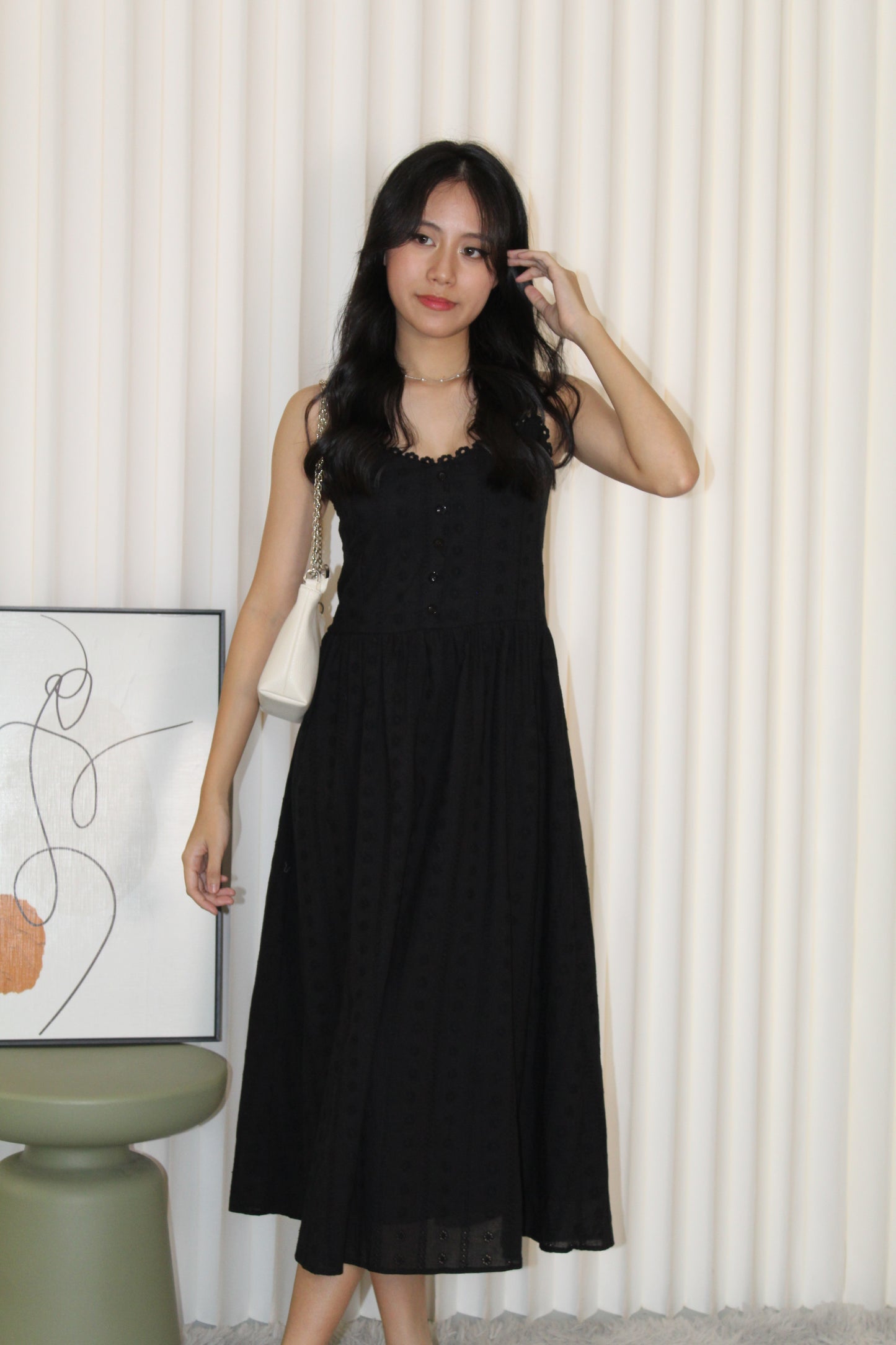 Hazel Eyelet Midaxi Dress (Cream)