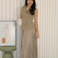 Michelle Vest Two Piece Skirt Set (Khaki)