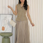 Michelle Vest Two Piece Skirt Set (Khaki)