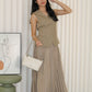 Michelle Vest Two Piece Skirt Set (Khaki)