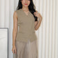 Michelle Vest Two Piece Skirt Set (Khaki)