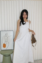 Yadira Textured Flare Midaxi Dress (White)