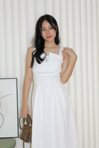 Yadira Textured Flare Midaxi Dress (White)