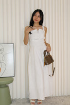 Yadira Textured Flare Midaxi Dress (White)