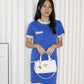 Blue Block Color Mini Knit Dress