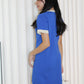 Blue Block Color Mini Knit Dress