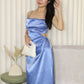 Camille Cut In Satin Dress (Blue)