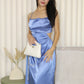 Camille Cut In Satin Dress (Blue)